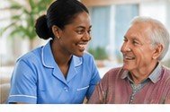 Care worker with an older adult